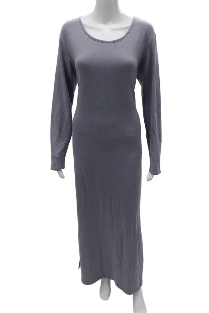Natori Womens Gray Maxi Sweater Dress Long Sleeve Round Neck Size LFree Shipping in US $100+ Orders | $6.95 Orders Below