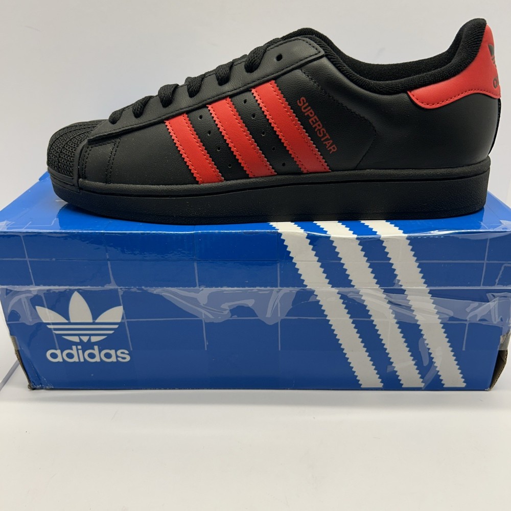 Adidas Superstar II Sneaker Black/Red Unisex Men 9 Women 10 New in Box
