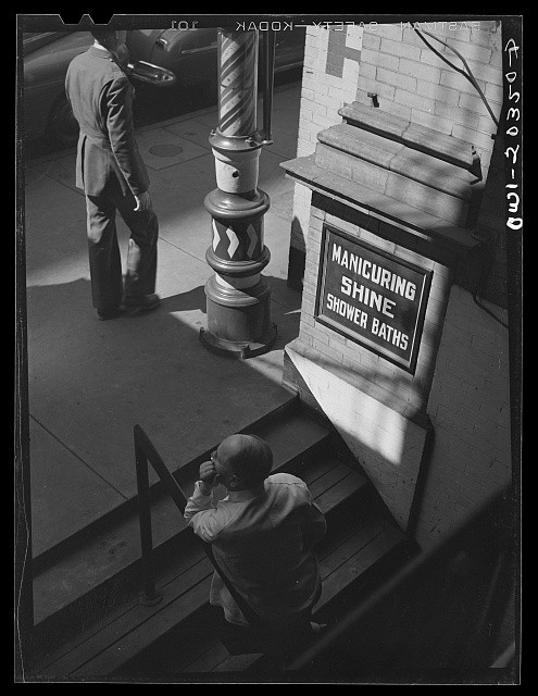 Barber Shop Shine Shoe Shine Manicuring Shine Shower Baths 1930s Street Scene