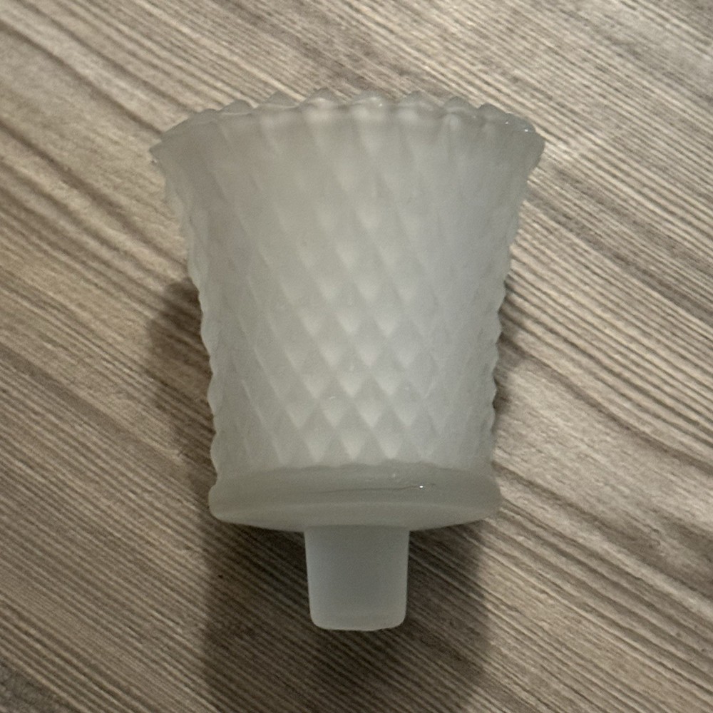 Vintage Home Interior Frosted White Diamond Point Peg Votive Candle Holder Tulip
