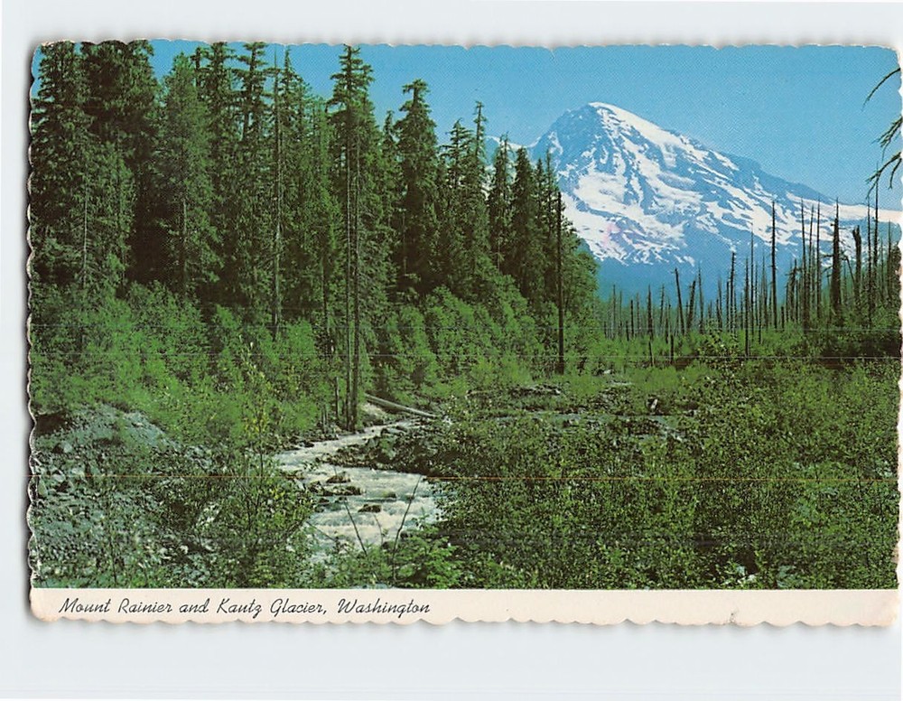 Postcard Mount Rainier and Kautz Glacier Washington USA