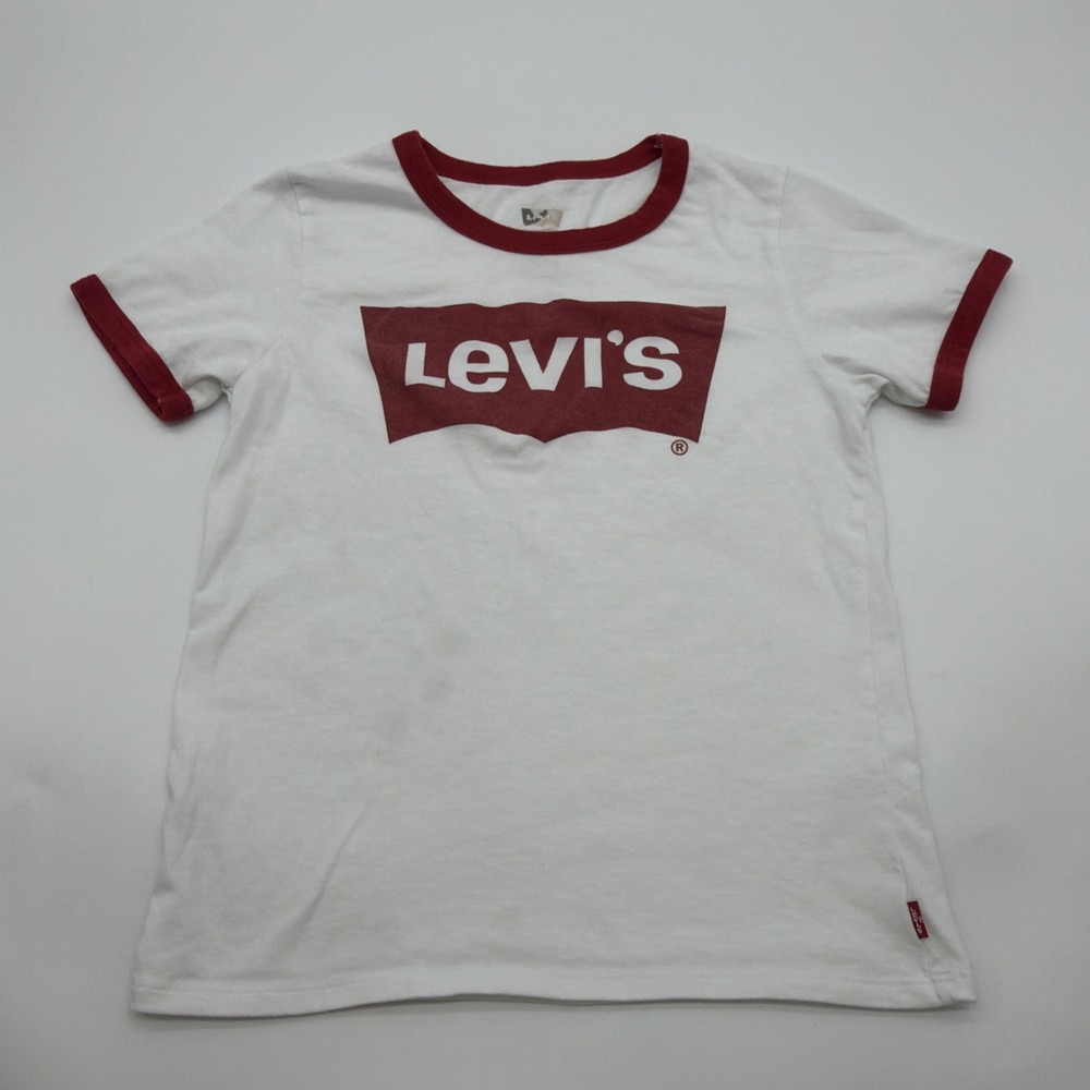 Levis T-shirt Youth Boys S White Graphic Print Logo .#41043