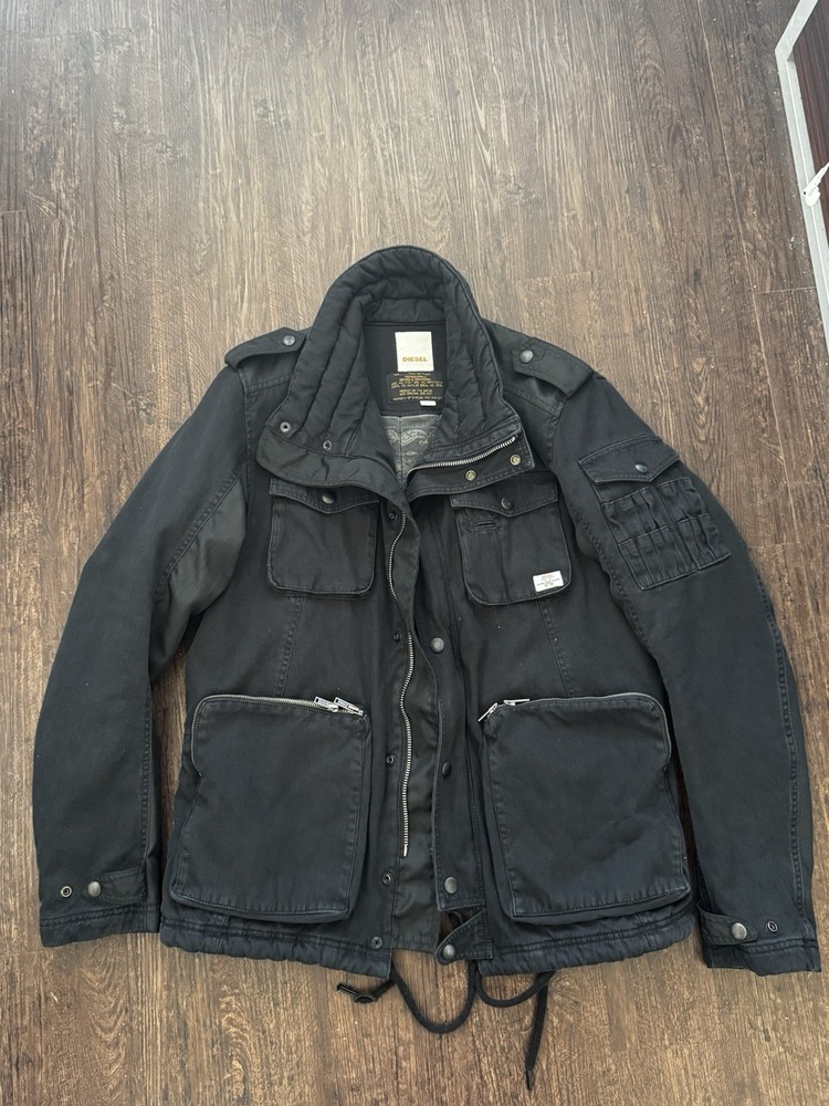 Vintage Black Diesel Military M65 style Jacket Paisley Tactical Mens Small