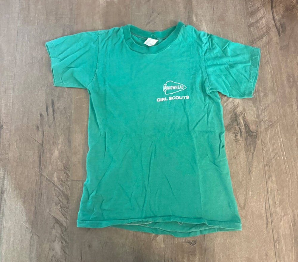 RARE VINTAGE 80 Arrowhead Girl Scouts Green S/S T-Shirt Women's S