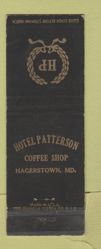 Matchbook Cover - Hotel Patterson Coffee Shop Hagerstown MD WEAR
