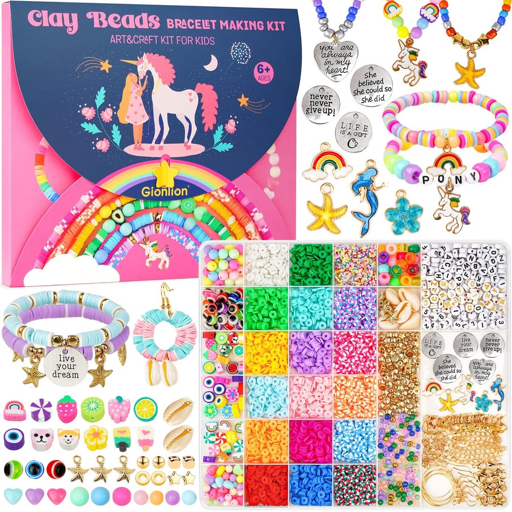 Charm bracelet making kit for girls ages 8-12 with arts and crafts jewelry charms
