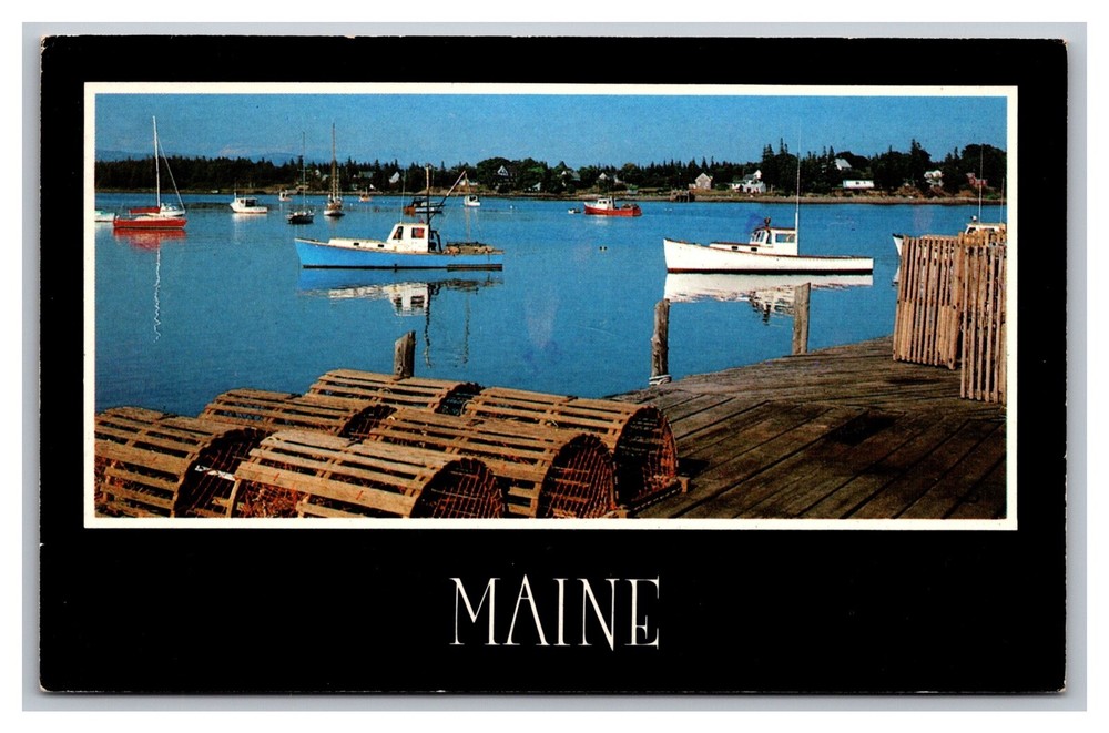 Biddeford Pool, ME Maine, Lobster Boats & Traps, Vintage Postcard Posted 1988