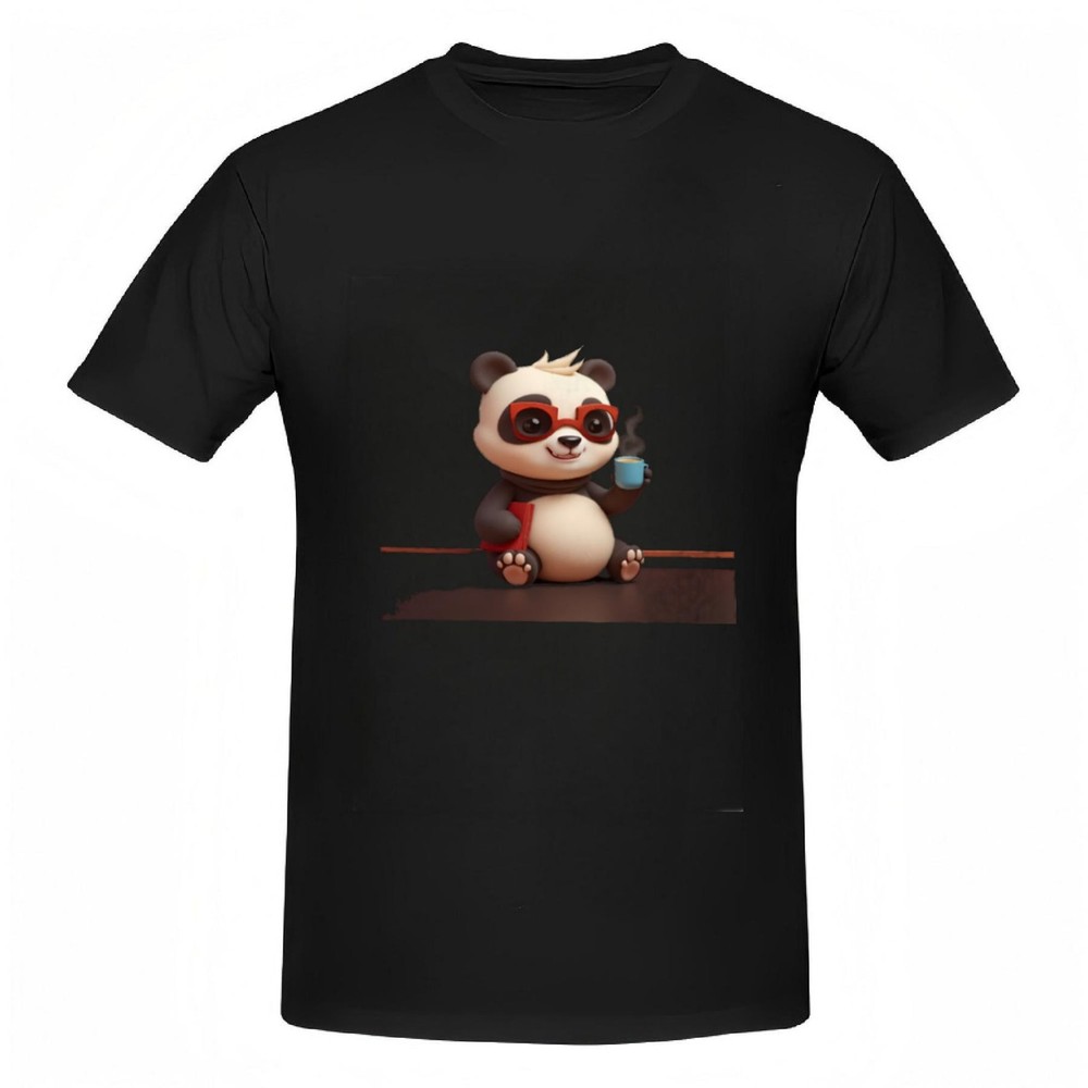Cute Cartoon Panda Print Cotton Short Sleeve T-Shirt for Women - Cheerful Design