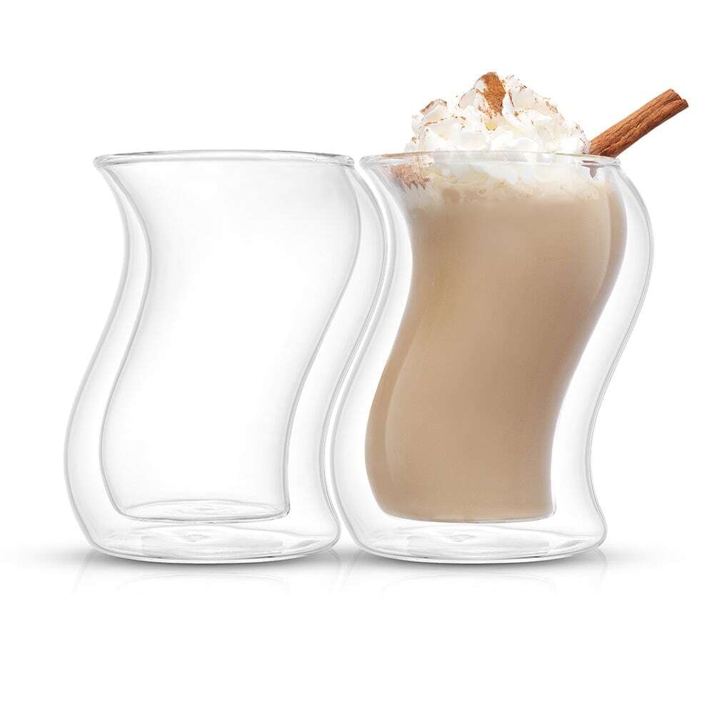 JoyJolt Pivot Double Wall Coffee Tea Glasses - 13.5 oz - Set Clear 13.5 oz
