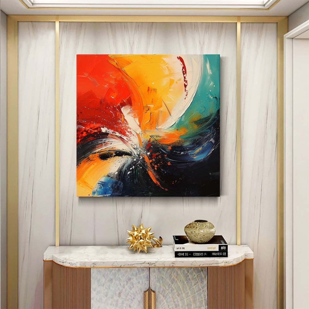 Green Abstract Oil Painting Thick Textured Hand Painted On Canvas Wall Art 31in