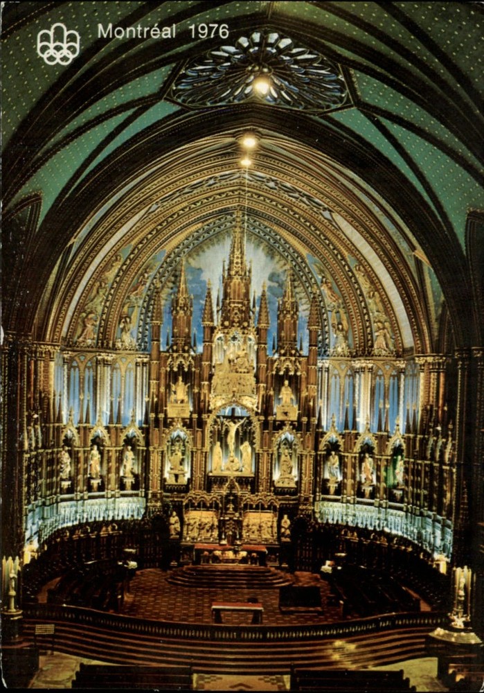 Montreal Quebec Canada ~ Notre Dame Church main altar ~ postcard sku635