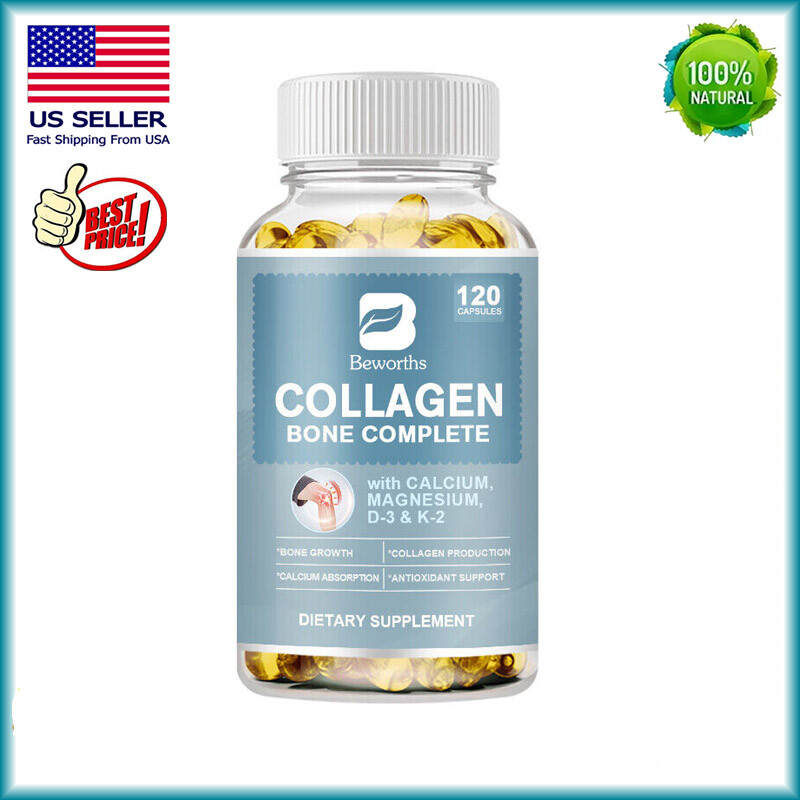 Collagen Bone Complete Capsules With D3 & K2,Support Bone Growth,Antioxidant~
