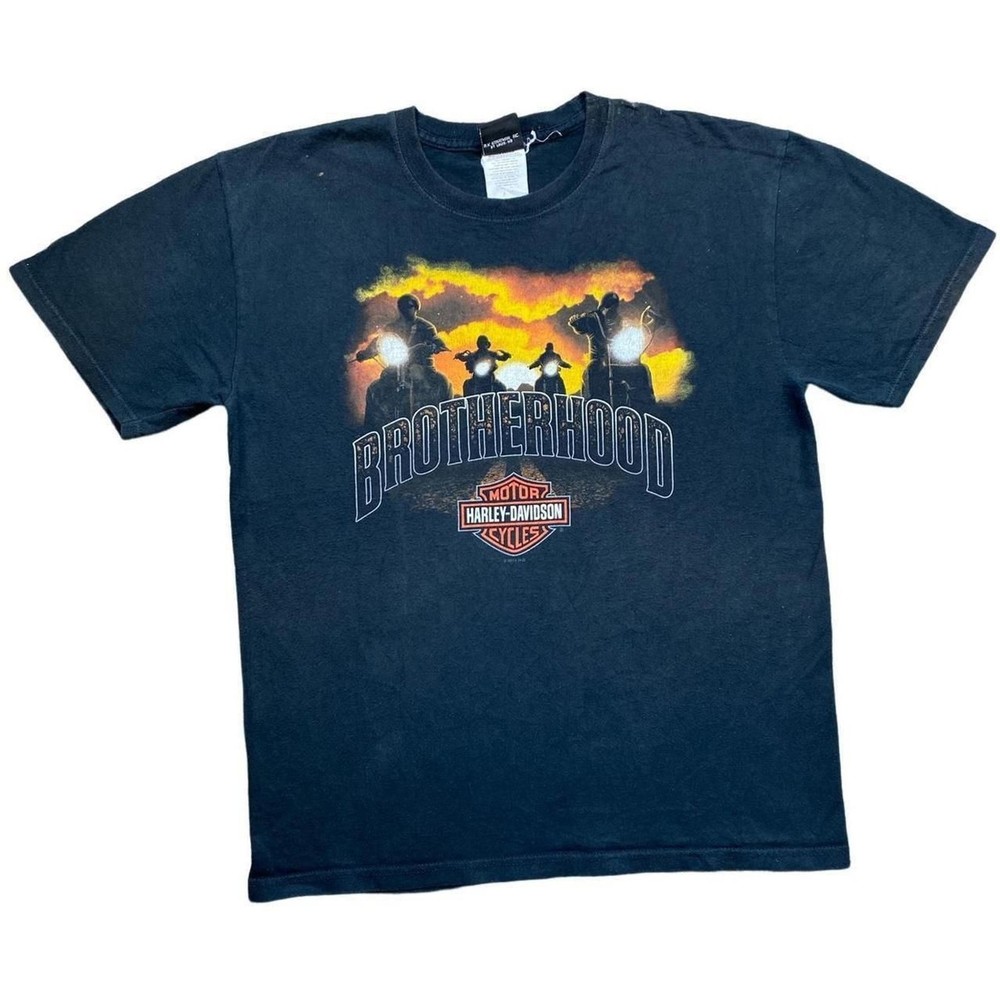 Harley-davidson Men's Black and Orange T-shirt
