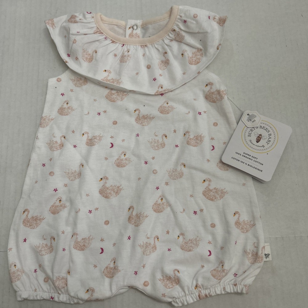 Burts Bees Baby Girl's Bubble Romper Organic Cotton Sz 6-9 Months