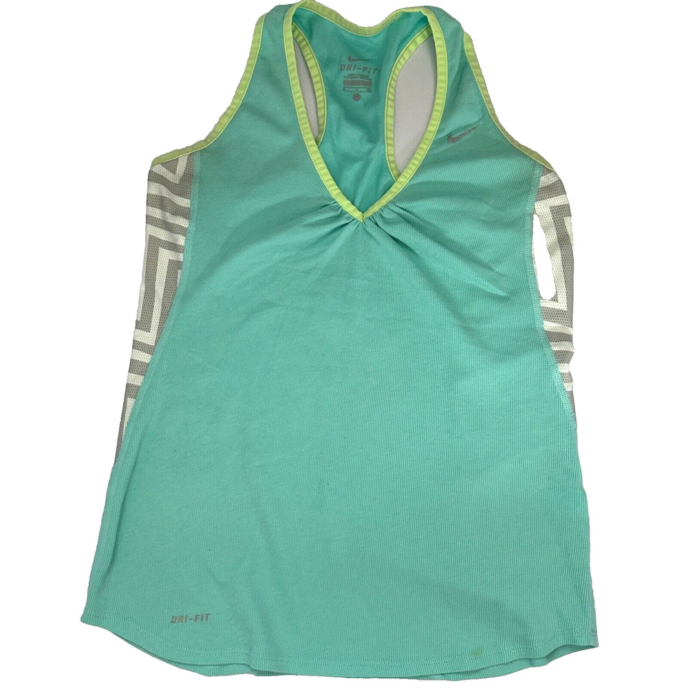 Nike Women Tank Top Dri-Fit V-neck Green Mint S