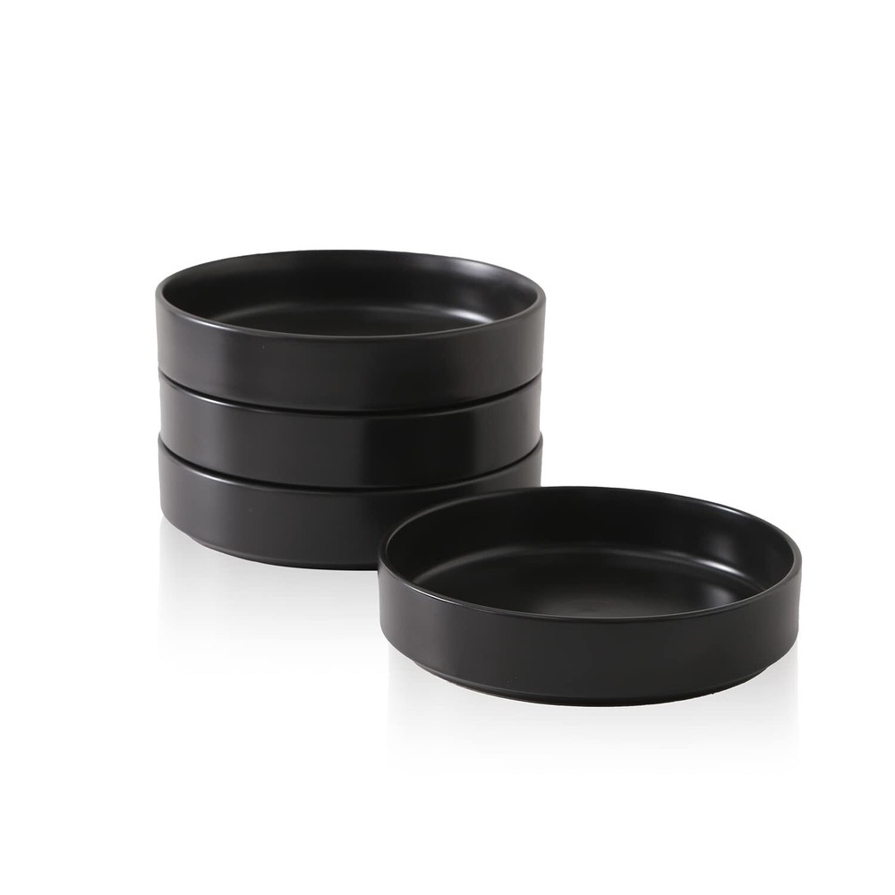 Celina Stoneware Bowl Set, 4-Piece Pasta Bowls, Bowls for Kitchen, Black