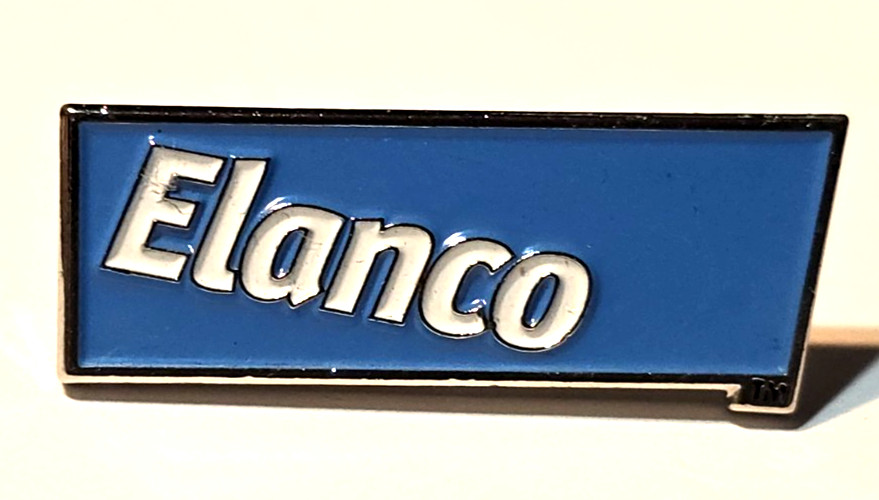 Elanco Lapel Pin Silver Tone Blue Enameled Company Logo 1 inch Pet Health