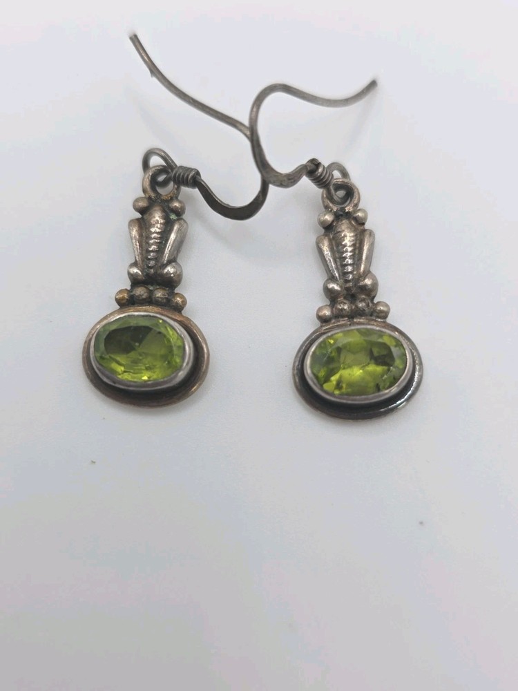 Vintage Sterling Silver 925 Peridot Dangle Earrings