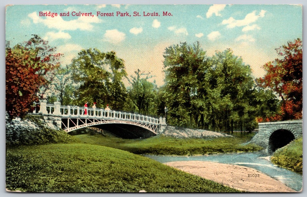 Bridge Culvert Forest Park St Louis Missouri ANTIQUE Postcard