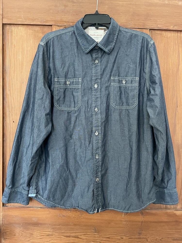Men’s Weatherproof Vintage Original Blue Chambray LS Shirt Size Large