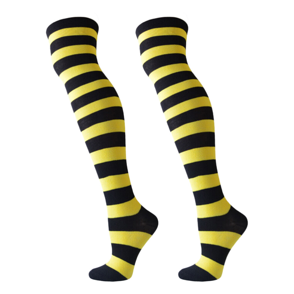 Costume Women's Cosplay Stockings Yellow and Black Thigh Socks