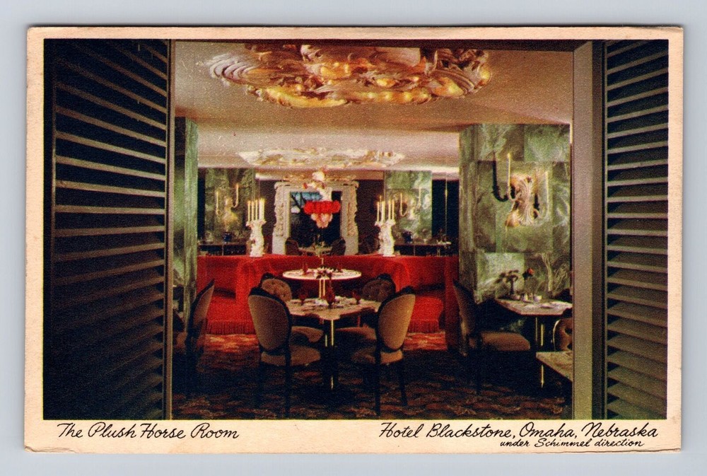 Omaha NE-Nebraska, The Plush Horse Room, Hotel Blackstone, Vintage Postcard