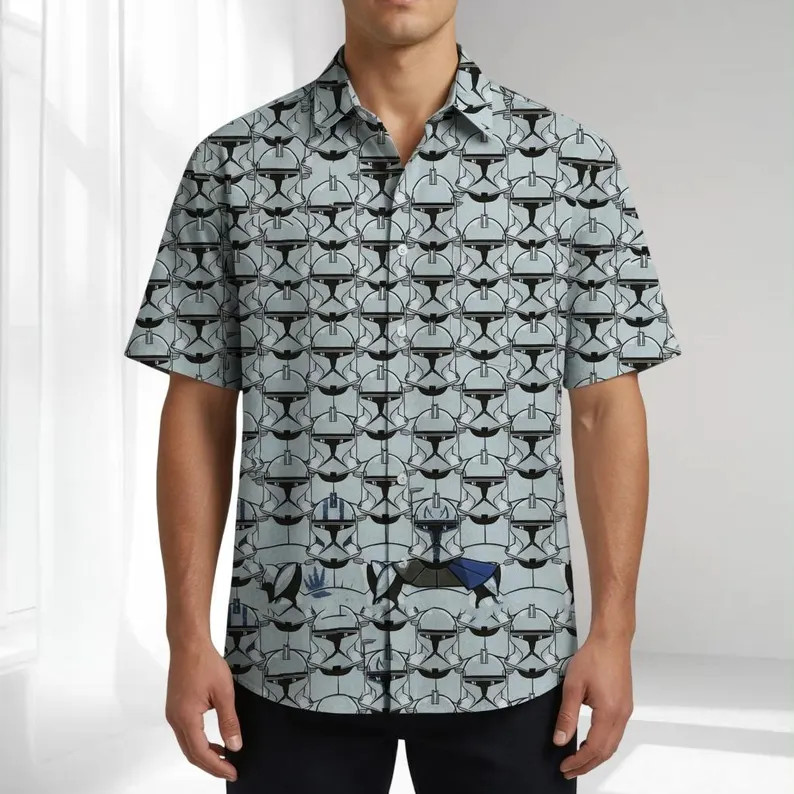 Sci Fi Space Soldier Pattern Hawaiian Shirt Men Women