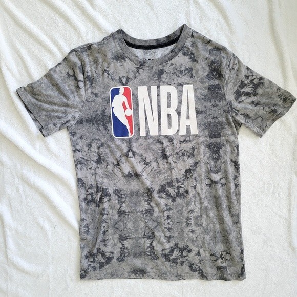 NBA Graphic T Shirt Men's Small Basketball Streetwear Short Sleeve‎ Gray Tie Dye