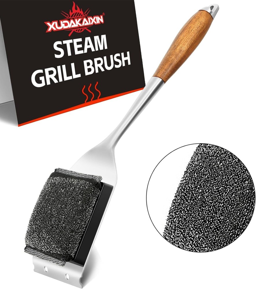 Bristle-Free Steam Grill Brush with Water-Activated Design for Durable Cleaning