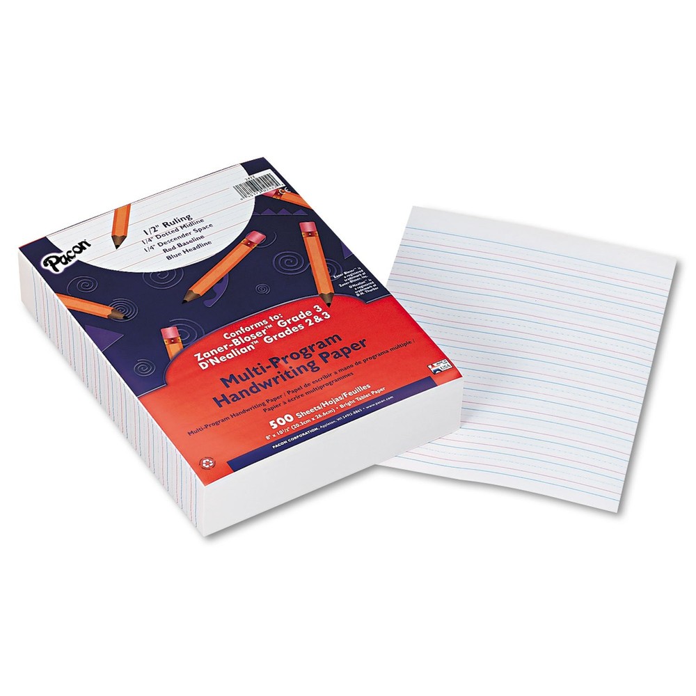 2422 Multi-Program Handwriting Paper, 1/2-Inch Short Rule, 10-1/2 x 8, White,...