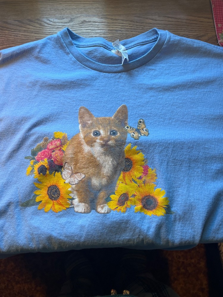 Girls sunflower kitten butterfly graphic t-shirt