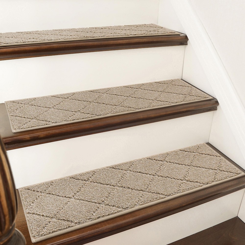 COSY HOMEER Edging Stair Treads Non-Slip 28 x 9 inches (7 pieces), Beige