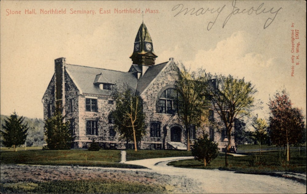 Stone Hall ~ Northfield Seminary ~ East Northfield MA ~ 1907 postcard