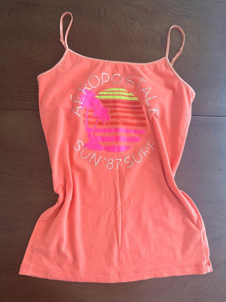 Aeropostale Women's Stretch Spaghetti Strap Coral Pink Camisole Tank XL