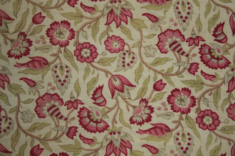 French Floral fabric faded pink small scale design 1930's cotton cloth with