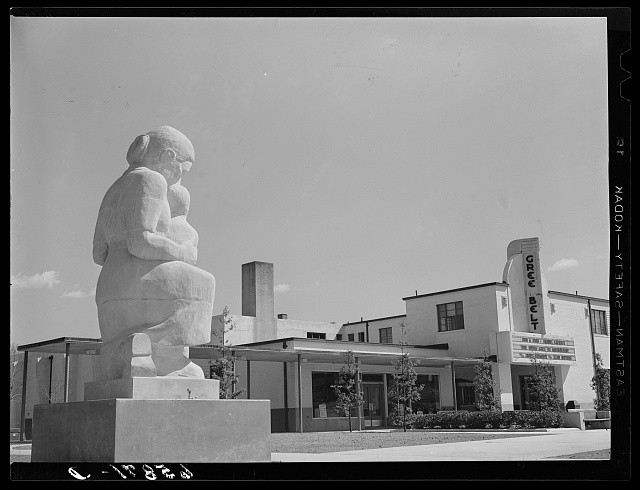 Photo:Greenbelt Maryland 1940 Movie Theater Business Section Statue