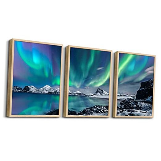 Natural Wood 12x16inches*3pcs (Natural Wood Framed) Aurora(Natural Wood Framed)