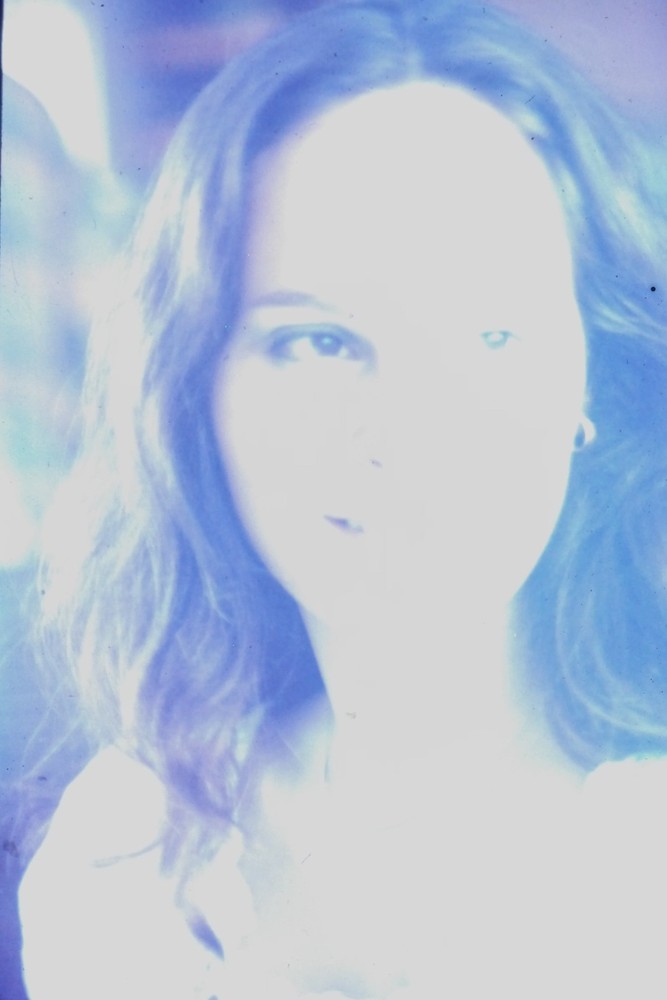 c1970's 35mm Slide Film, Woman Portrait Long Wavy Hair Overexposed Color Photo