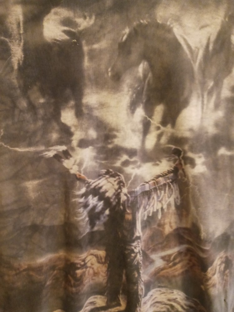 Vintage The Mountain Native American Spirit Horse Shirt Mens XL Gray Tie Dye USA