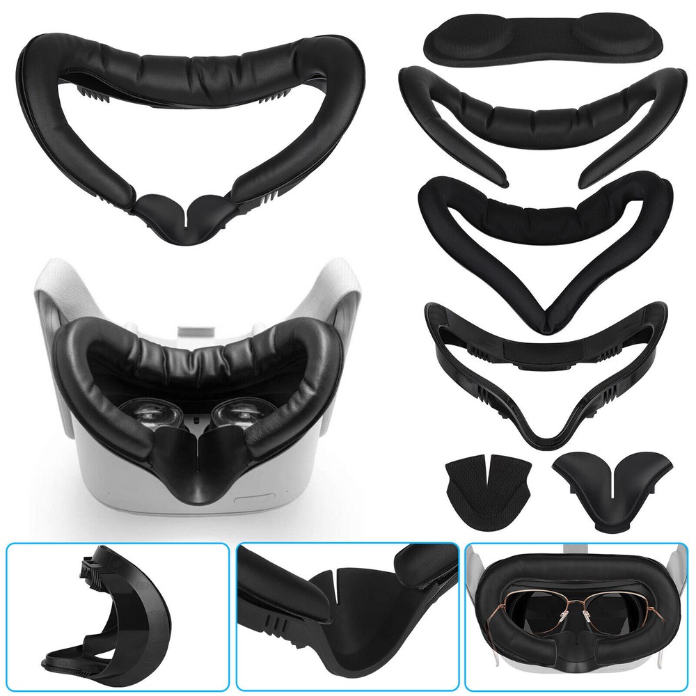 6IN1 Accessories Kit for Oculus Quest 2 VR Eye Face Cover Cushion PU Leather Pad