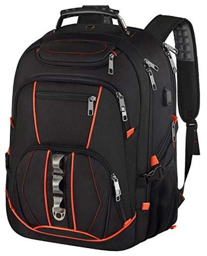 Extra Large 18.4 Inch Orange Gaming Laptop Backpack with RFID Protection