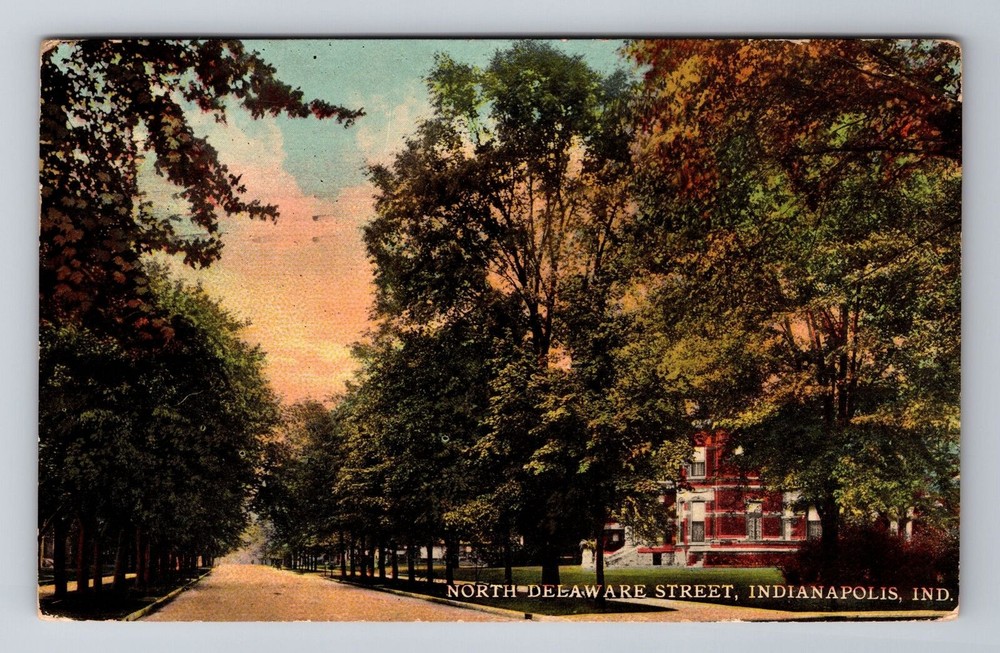 Indianapolis IN-Indiana, North Delaware Street Residences Vintage c1914 Postcard