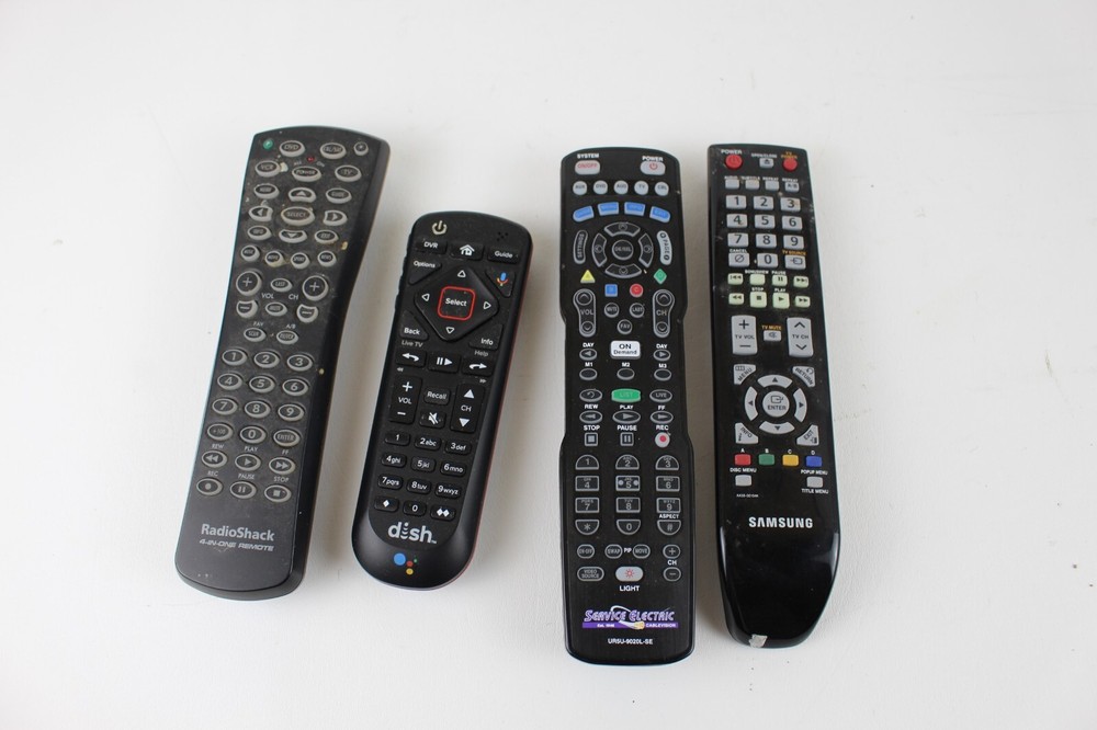 Lot of 4 Remote Controls Samsung-Dish-Radio Shack-Service Electric UnTested