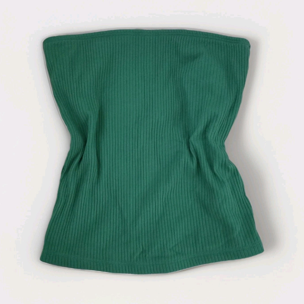 Old Navy Women's Green Ribbed Knit Strapless Tube Top Stretch Size M