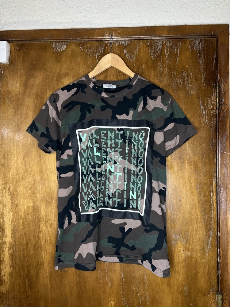 Valentino Khaki Camo Logo T Shirt