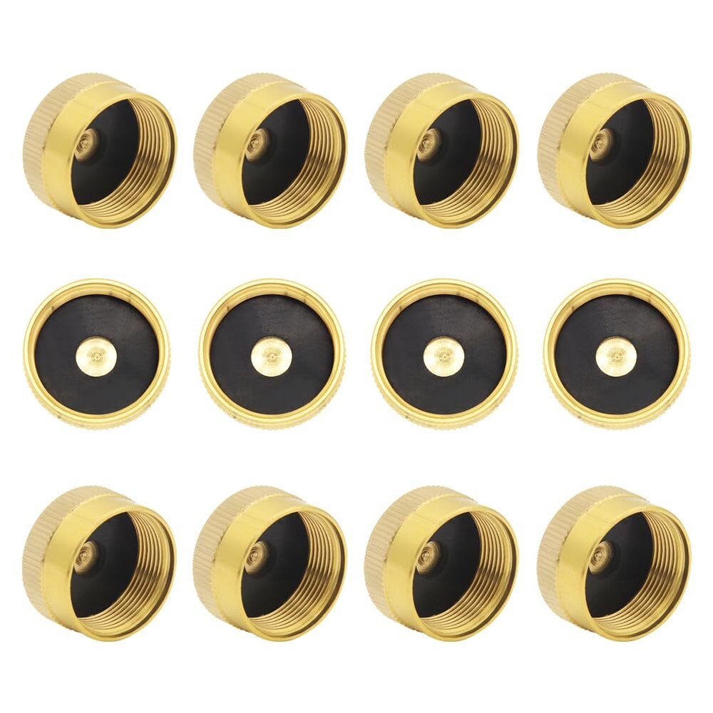 12PCS Solid Brass Propane Caps 1lb Propane Bottle Cap Gas Tank Cylinder Prote...