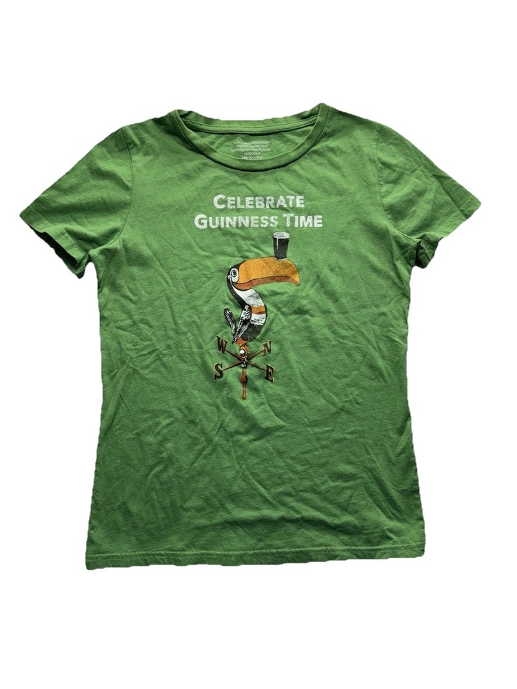 Women’s Cotton Guinness Toucan Green Casual Graphic Tshirt #124