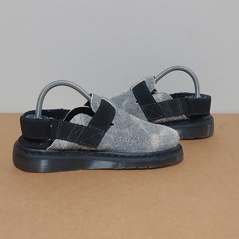 Dr. Martens Jorge II Black Gray Suede Buckle Mule Men's Shoes USM 7