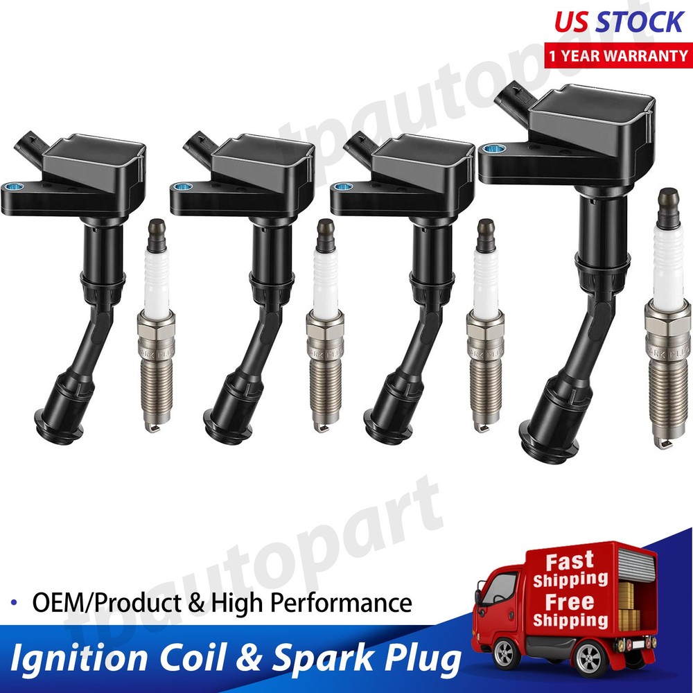 4X Ignition Coil + 4X Spark Plug For 2014-2020 Ford Fusion Escape 1.5L UF735