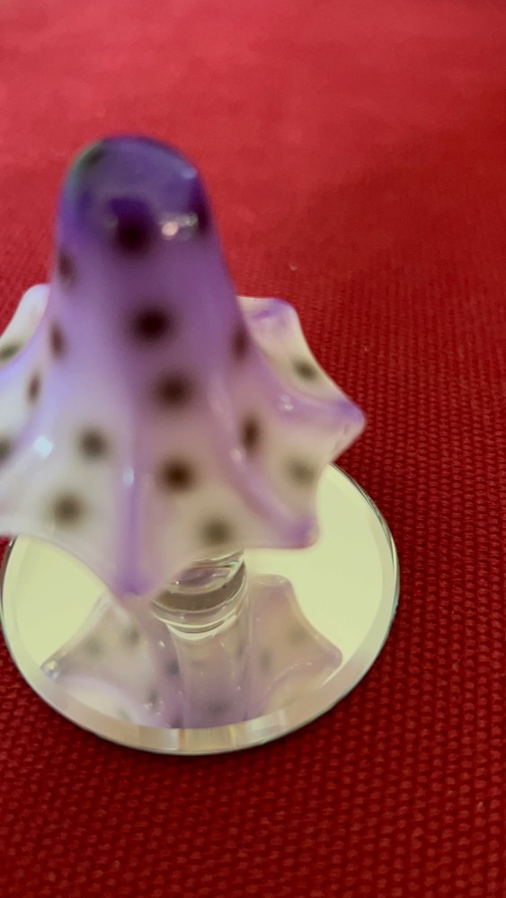 Adorable Small Glass Purple and Lavender Mushroom Figurine